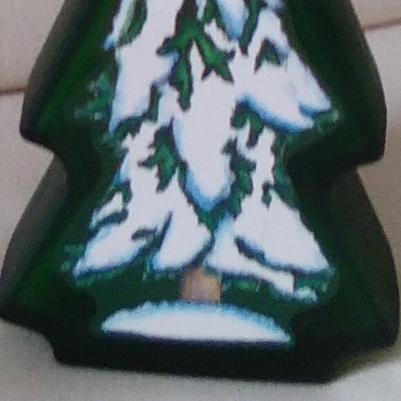 Frosted Green Glass Christmas Tree Empty Wine Bottle - Picture 10 of 11